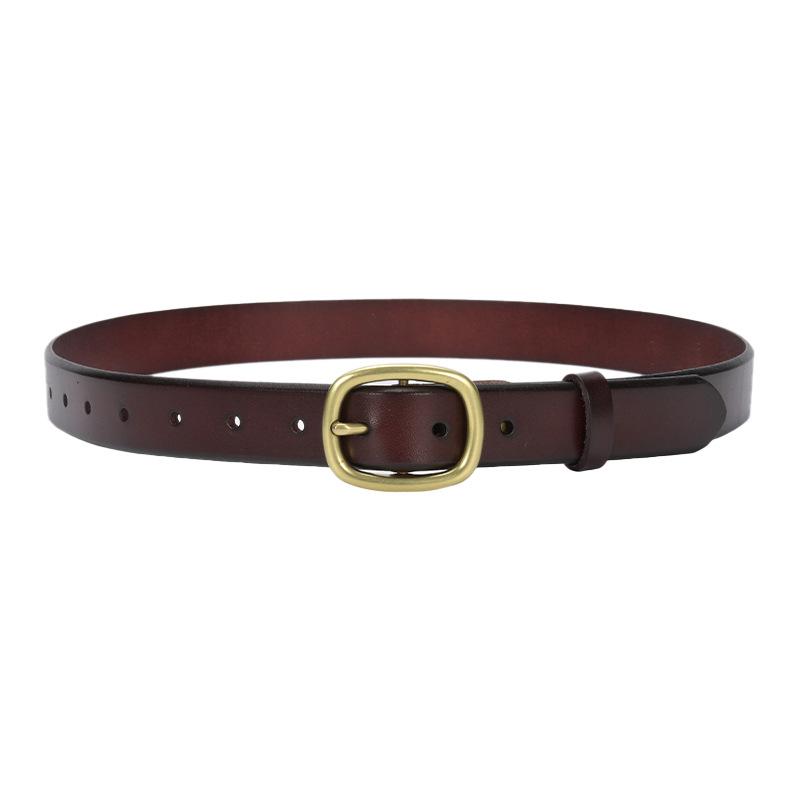 Women'S Genuine Leather Belt Single-Layer Pure Cowhide First-Layer Retro Japanese Buckle Belt