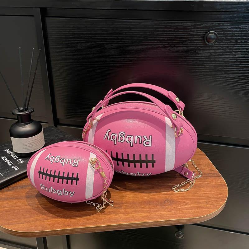 Personalized Rugby Small Bag 2025 New Japanese Soft Girl Cartoon Fashion Shoulder Chain Crossbody Small Round Bag Pu