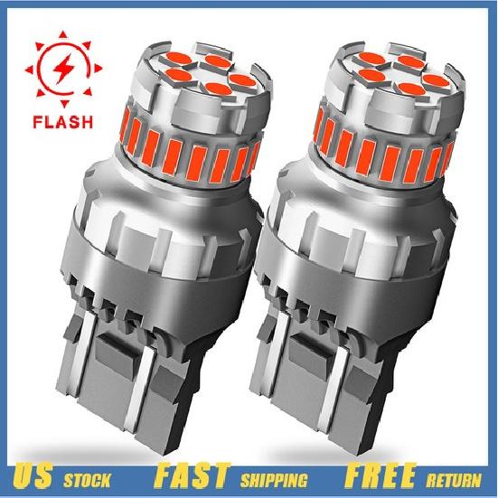 

2PCS 7443 7440 LED Red Flash Blinking Brake Stop Tail Parking Light Bulb EAX EXV