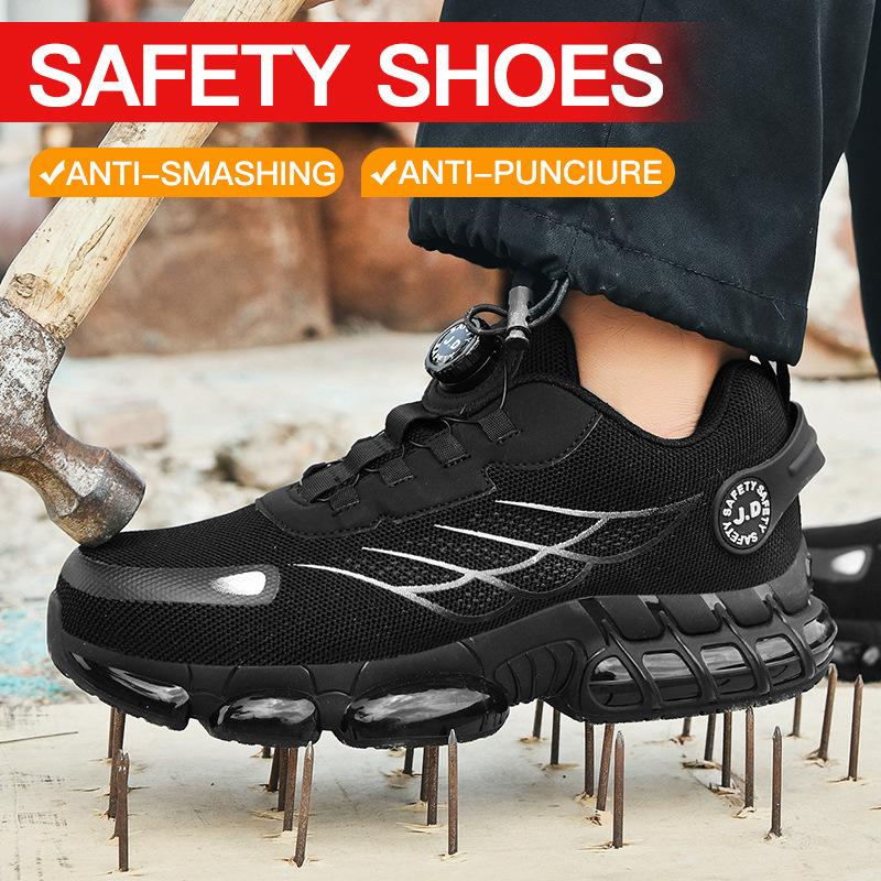 Fashion new rotating button labor insurance shoes men's anti-smashing and anti-piercing safety shoes non-slip and wear-resistant work shoes