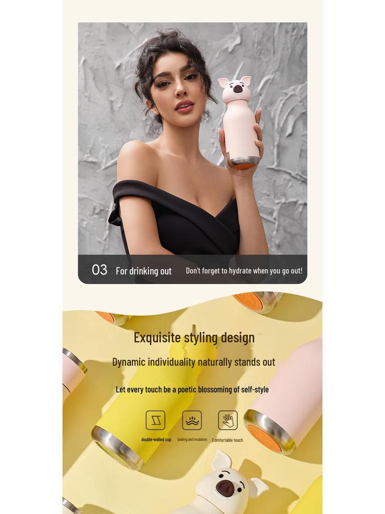 304 Stainless Steel Insulated Water Bottle for Kids – Cute Animal Design, Portable for Outdoor Sports