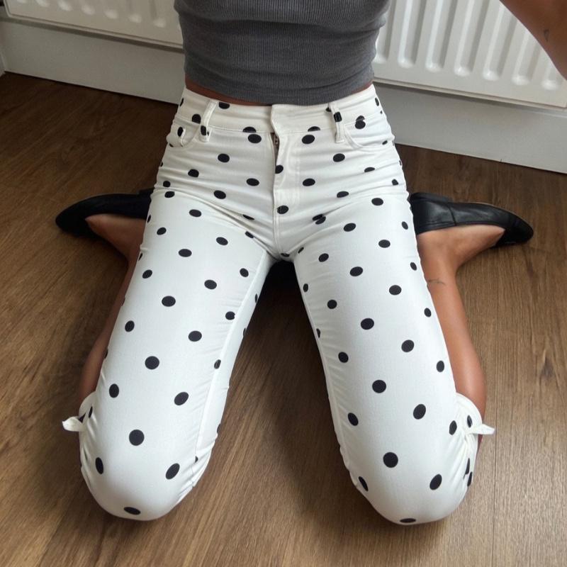 VIONA Pantalones Capri Casuales para Mujer con Lunares Blancos Cintura Alta Moda Pantalones para el Viaje Diario Nuevos Pantalones Capri de Verano para Mujer