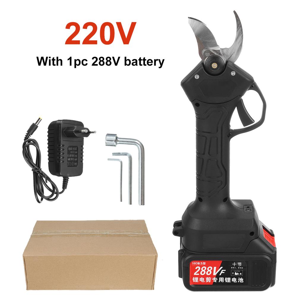 288V 30mm Electric Cordless Rechargeable Pruning Shears Secateur Fruit Tree Branch Cutter Garden Tools 22800mah Li-ion Battery Balck