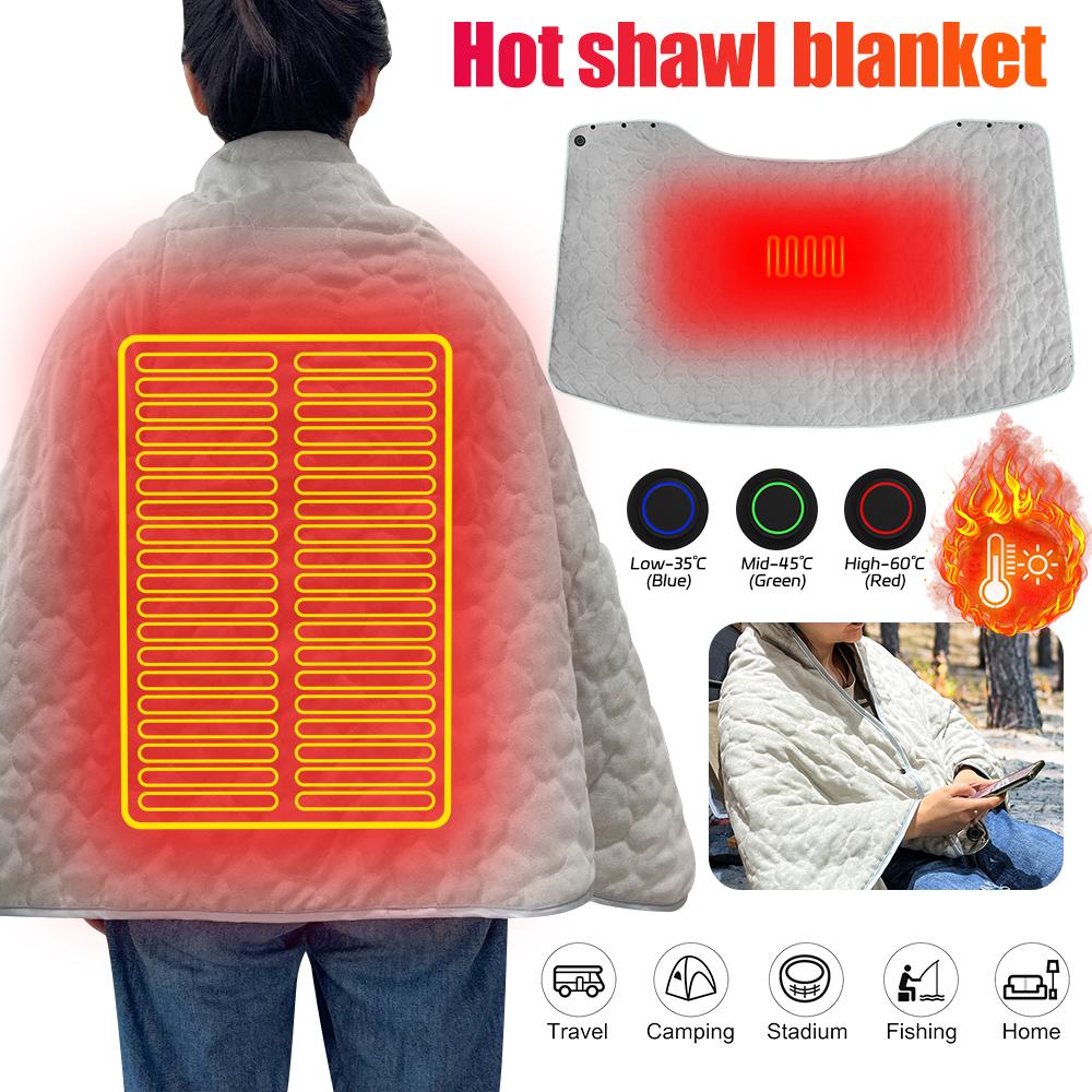 Electric Blanket Winter Warm USB Heating Shawl 3-Gear Temperature Adjust Blanket Shawl Heated Cape Pad For Car Office Home