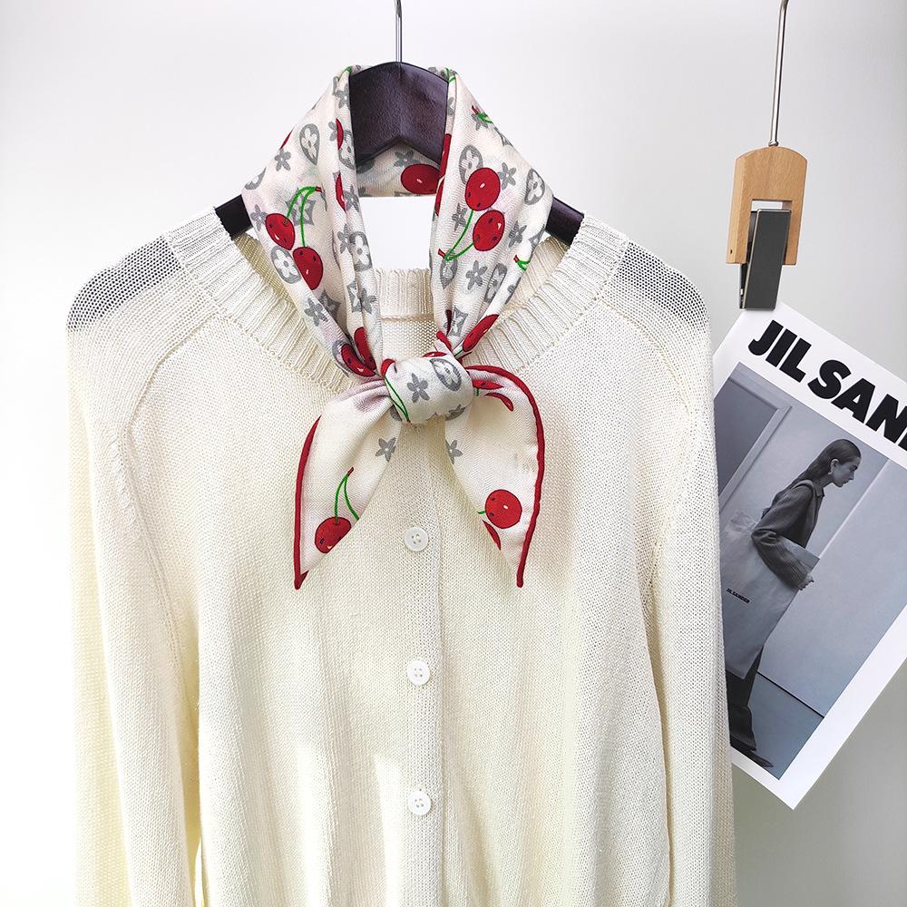 Cherry Girl Autumn/Winter Korean Style Real Silk & Wool Scarf - Warm Medium Square Shawl