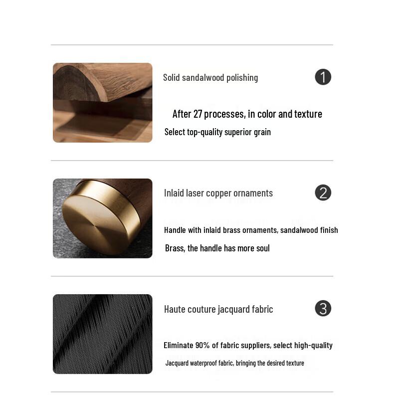 ZUODU Business Windproof Straight Umbrella with Sandalwood Handle