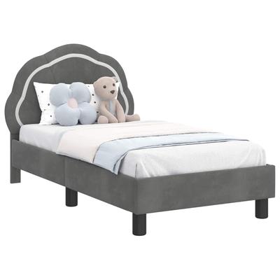 Kids Bed Frame with Headboard Dark Grey 70 X 140 Cm Velvet