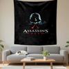 Assassins Creed Hooded Assassin Black Red Logo Gamers Bedroom Art Tapestry for Dorm Room Wall Hanging