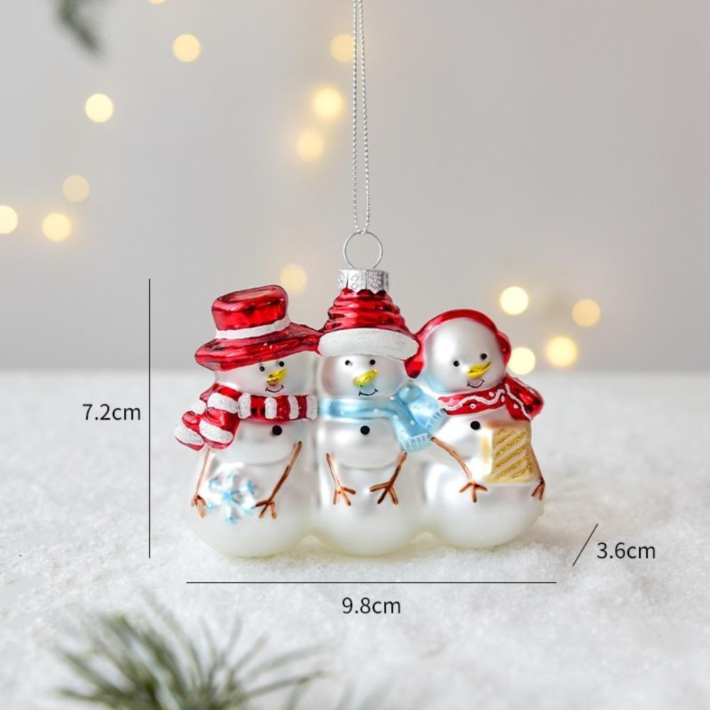 Western Decor Christmas Glass Pendant Snowman New Year Ornaments Party Supplies