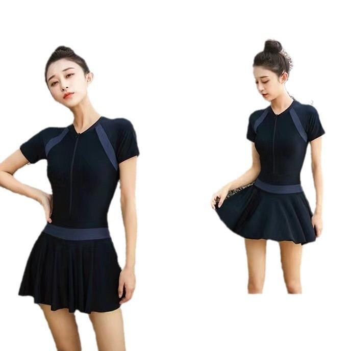 Summer Pool Dress With Collared Splicing Pattern For Beach Vacation And Yoga Practice