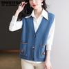 Women's Knitted Vest Jacket Spring and Autumn Large Size Sweater Vest Cardigan