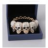 Punk Skull Rhinestone Bracelet Gold Tone Bone Chain Cuff Halloween Hip Hop Unisex Fashion Accessory