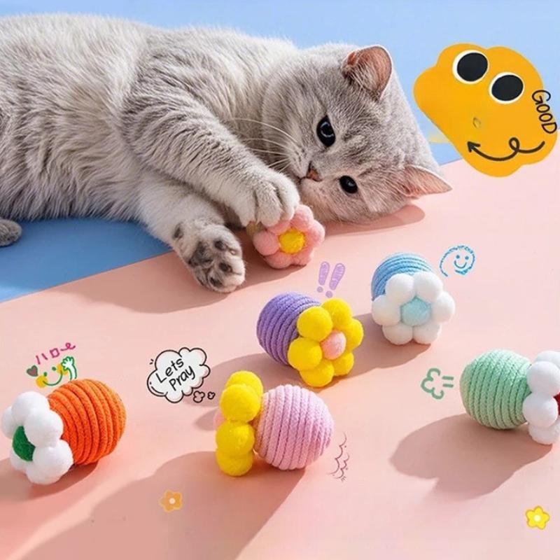 Cat toy ball for self enjoyment relieving boredom teasing cat stick cotton ropegrindingteeth toyartifactconsuming physicalenergy