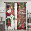 2 Pieces, Snowman Christmas Wooden Background Curtains -30% Blackout - Suitable for Living Room, Bedroom, Kitchen, Home Decorati
