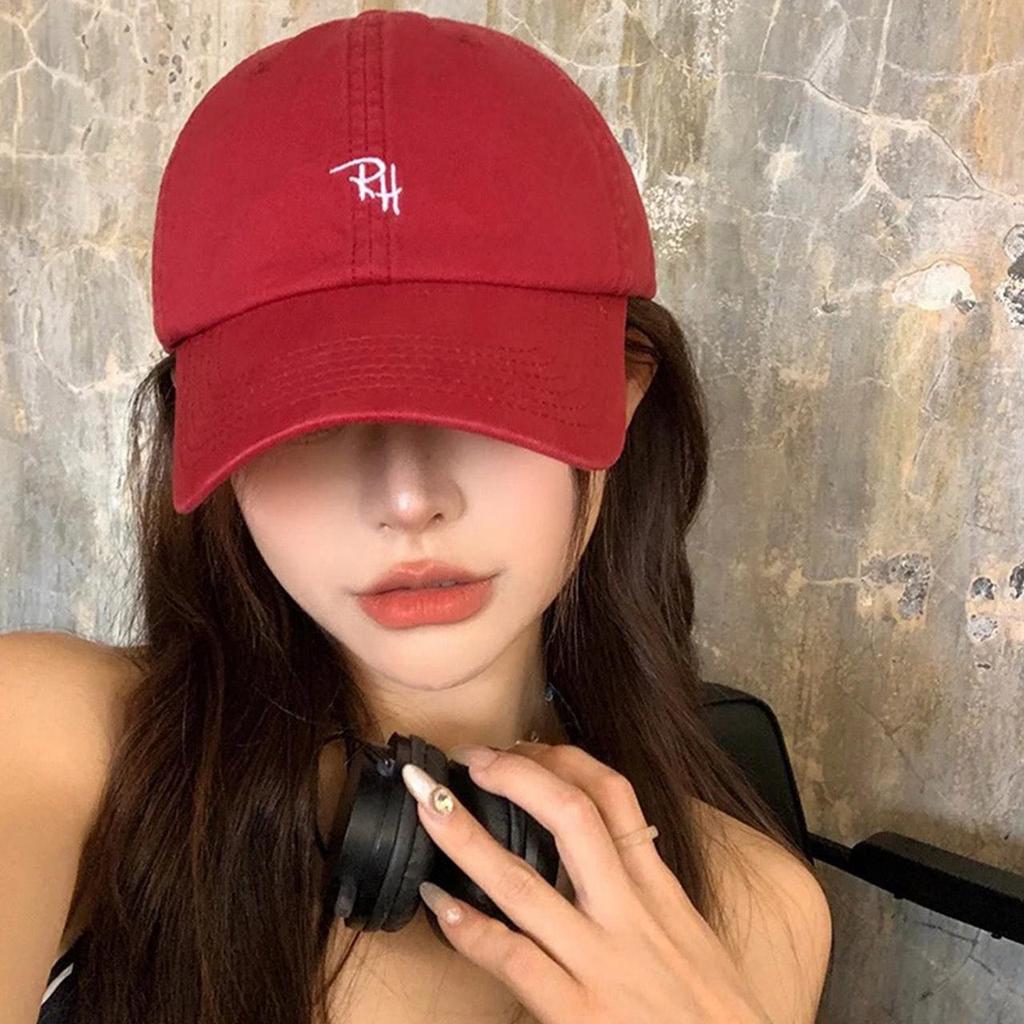 New Cotton Embroidery Letters Baseball Cap for Women Solid Color Adjustable Sunshade Hat Outdoor Hip Hop Sports Peaked Caps