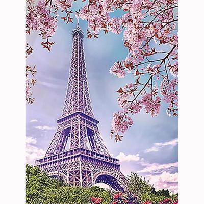 Pittura Diamante 5D Fai da Te "Torre e Ciliegio" Ricamo Diamante Punto Croce Pittura Strass