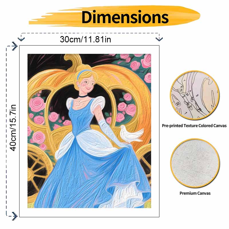 Disney Cinderella Pumpkin Carriage Rose Paint by Numbers Painting Art Kit Home Decor Gift