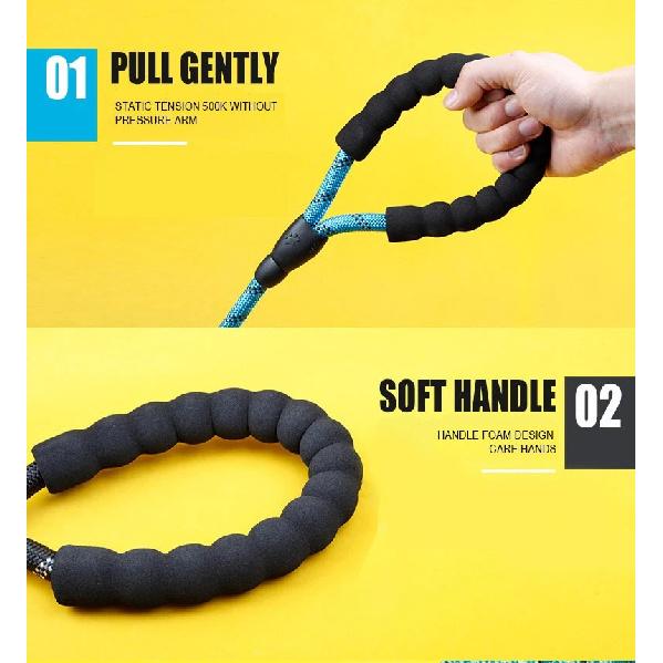 1.5M/2M/3M Large Dog Rope Round 1.2CM Nylon Pet Leash Strengthen Reflective Rope Walking Dog Traction Collar Harness Dog Lead