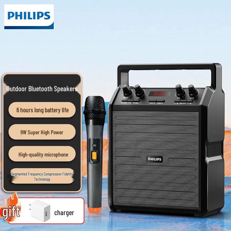 Philips SD50X Portable Bluetooth Karaoke Speaker with Handheld Microphone