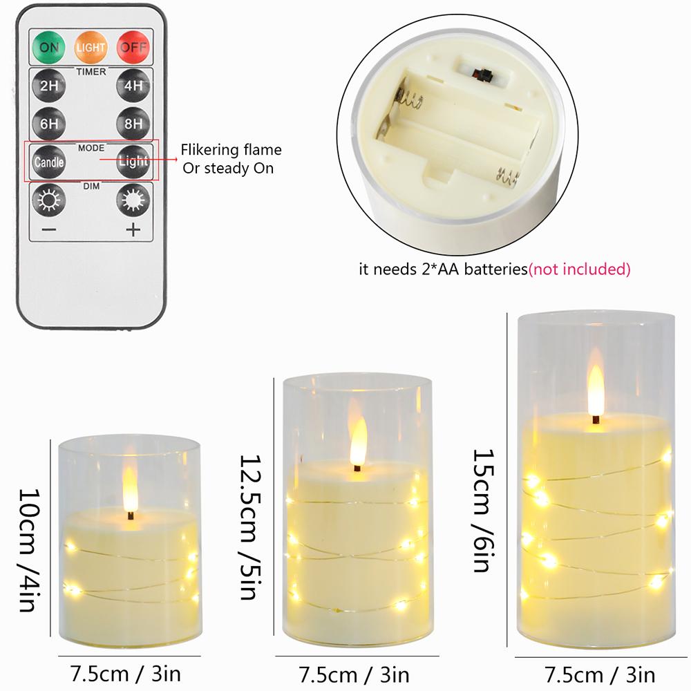 LED Flameless Tea Lights Remote Fake Pillar Electronic Candles Lights For Mother's Day Gift Home Party Terrace Wedding Decor