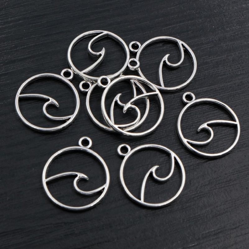 Fashion Antique Silver Plated Wave Small Charms Pendant Alloy Metal DIY Jewelry Findings Accessories for Neckalce Bracelet