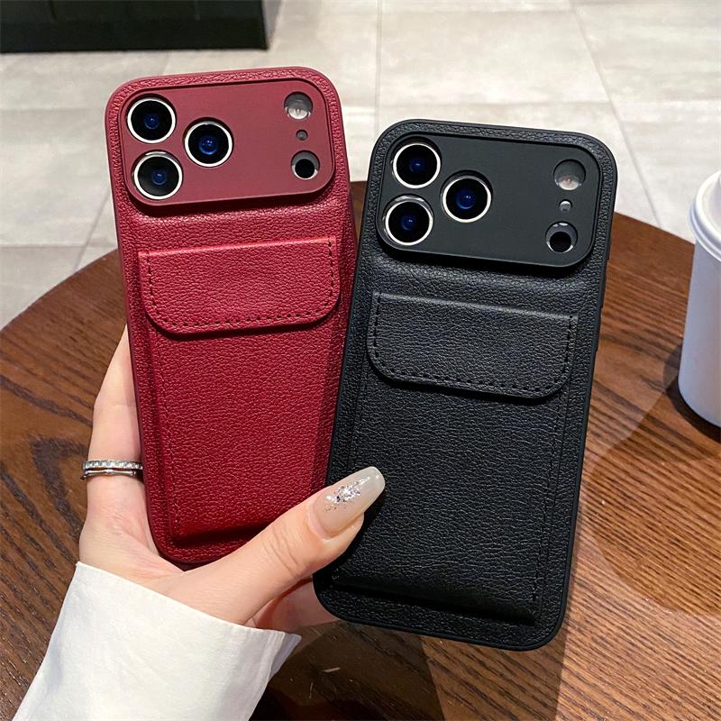 Card Slot Pocket Holder Wallet Case for iPhone 17 Air 16 E 15 14 12 13 Mini 11 Pro Max X XS XR Shockproof Leather Cover