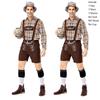 Clothing German Oktoberfest Men Stage Costume Fawn Print Big Plaid Suit Khaki