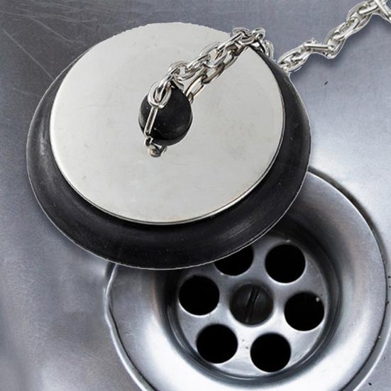 Drain Plug Chain Design Basin Sink Strainer Convenient Effective Sealed Drain Stopper for Home Bathroom