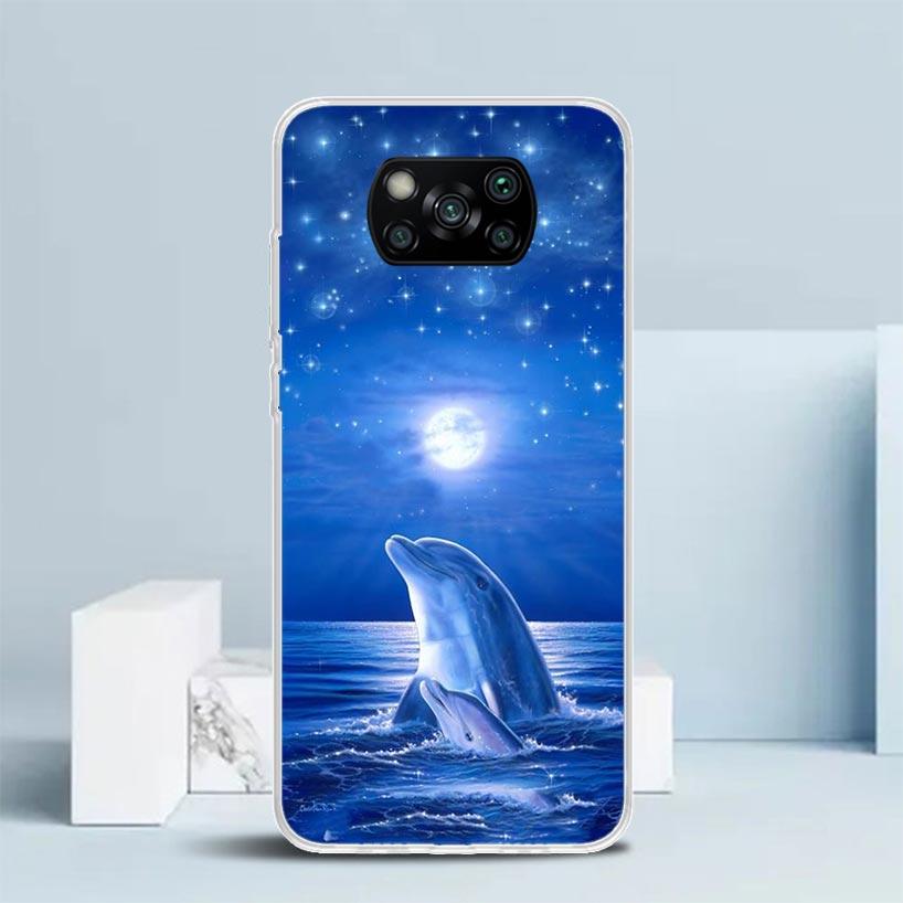 Ocean Animal Cute Dolphin Phone Case For Xiaomi Poco F7 Ultra X5 X6 X7 Pro M7 Redmi 15C 15 13C 13 12C 12 10C 10 10A 9 9C 9A 9T C