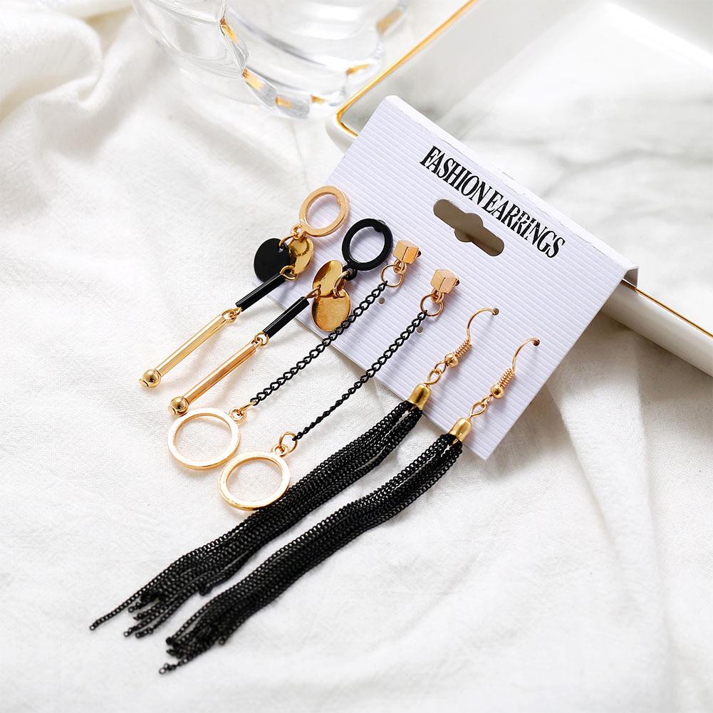 4 Pairs Women Fashion Irregular Fringed Earrings Set