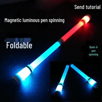 Foldable Luminous Spinning Pen - Bright Fun Quan Ji, Drop-Resistant Light A1 Magnet Pen.