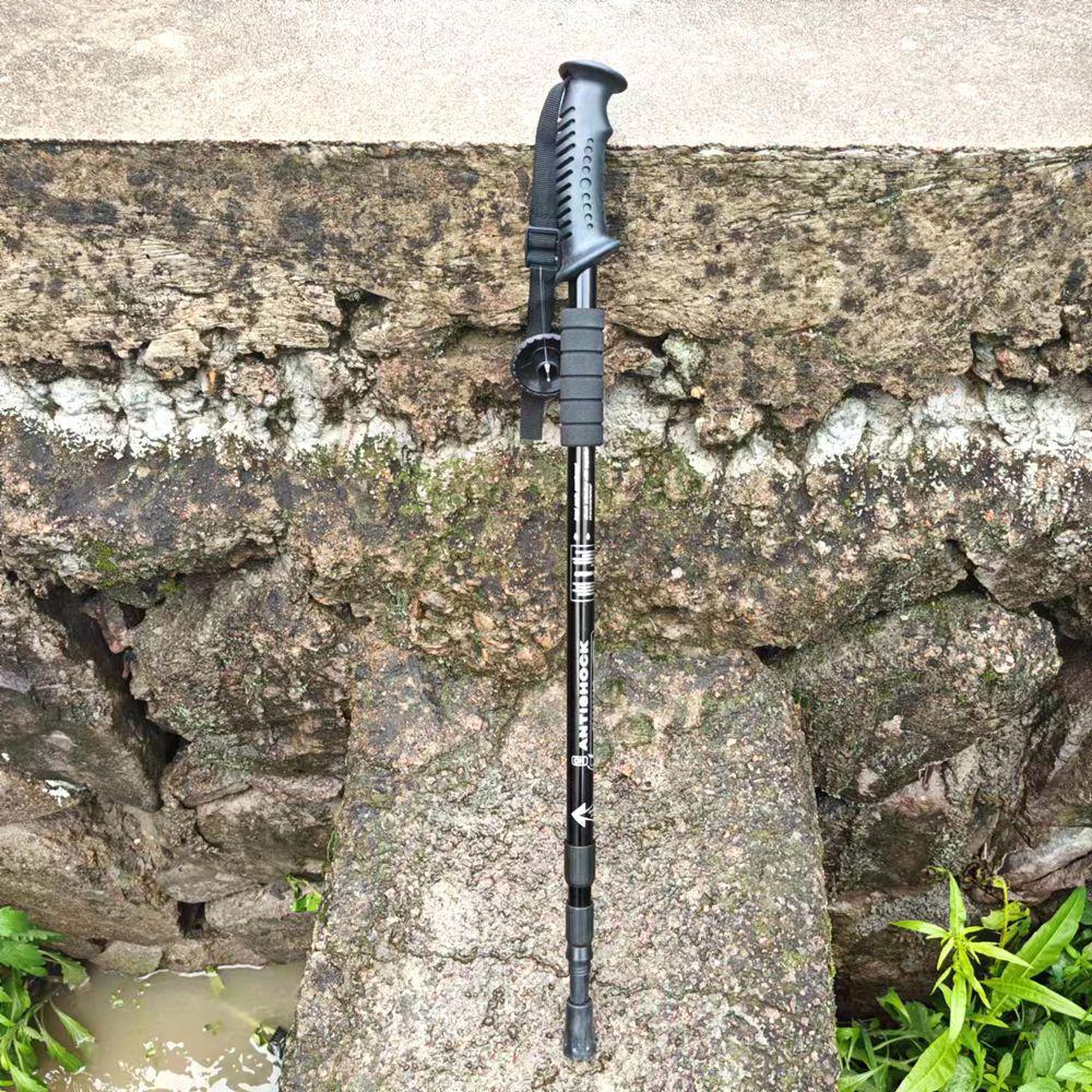 

Сверхлегкая альпинистская треккинговая палка из алюминиевого сплава с амортизирующей технологией - изогнутая и прямая ручка, телескопический костыль 3-section straight handle 65-135 cm чёрный