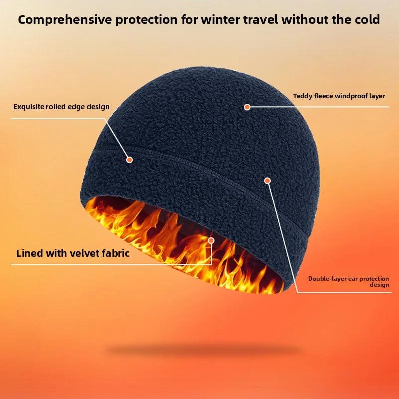Thickened Fleece Winter Ski Hat Outdoor Windproof Ear Protection Teddy Velvet Quick-drying Water-Resistant for Men & Women
