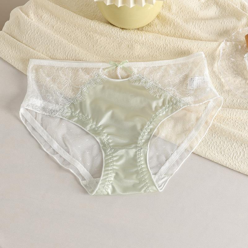 Female Spring and Summer Thin Sexy Lace Mesh Yarn Perspective Rear Hip Breathable Waist Underwear