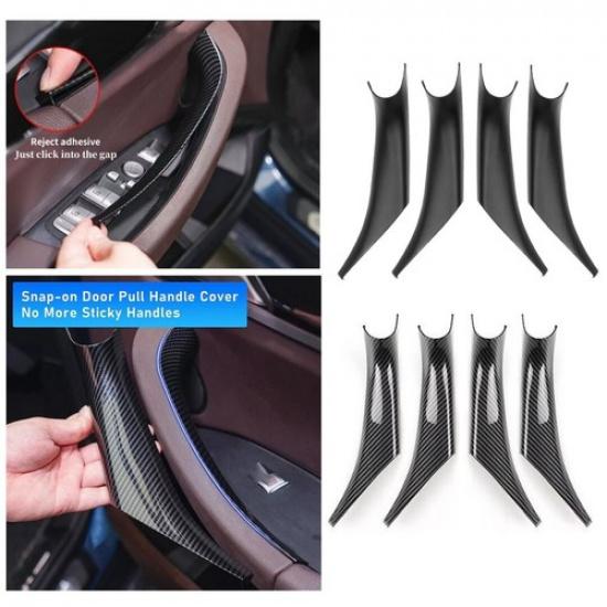 2/4PCS Black/Carbon Interior Door Handle Cover Pull Trim Fits BMW G01 G02 X3 X4