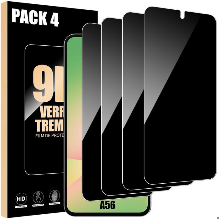 Film de protection en verre trempé - Samsung - Galaxy A56 5G - Anti-espion - Lot de 4 - Noir