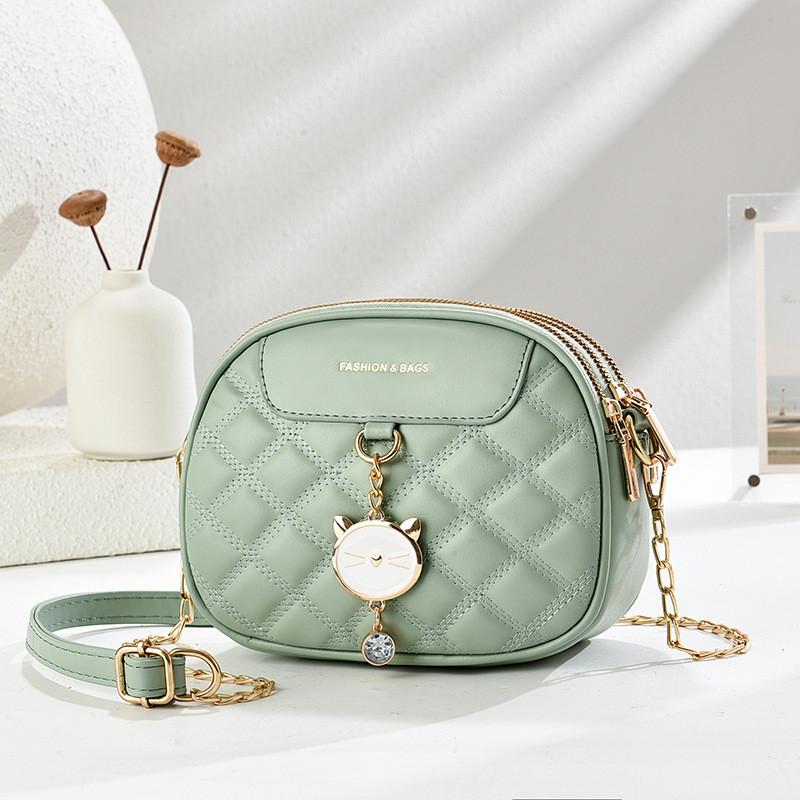 IELGY Ladies Messenger Bag Diamond Chain All-Match One-Shoulder Small Round Bag
