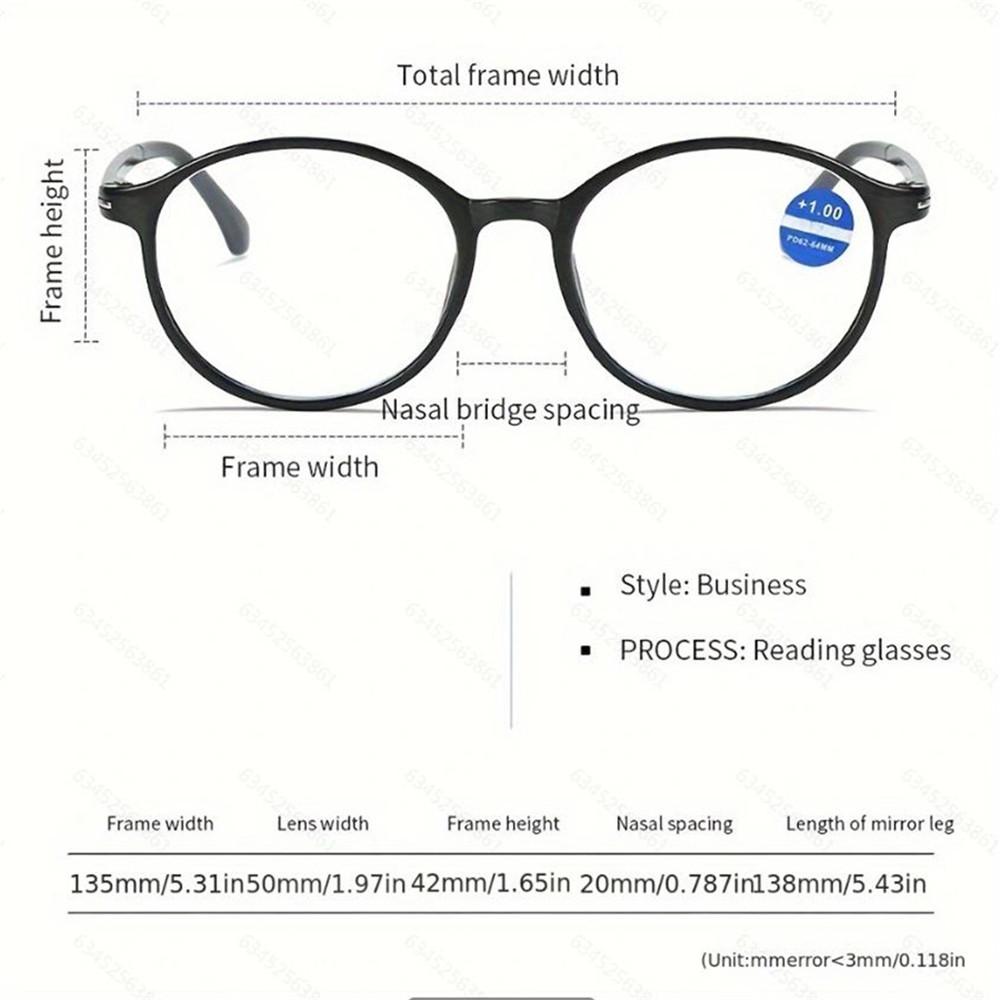 6PCS Ultra-Lightweight Blue Light Blocking Glasses - Stylish Round Frame Reading Glasses for Men & Women with PC Lenses