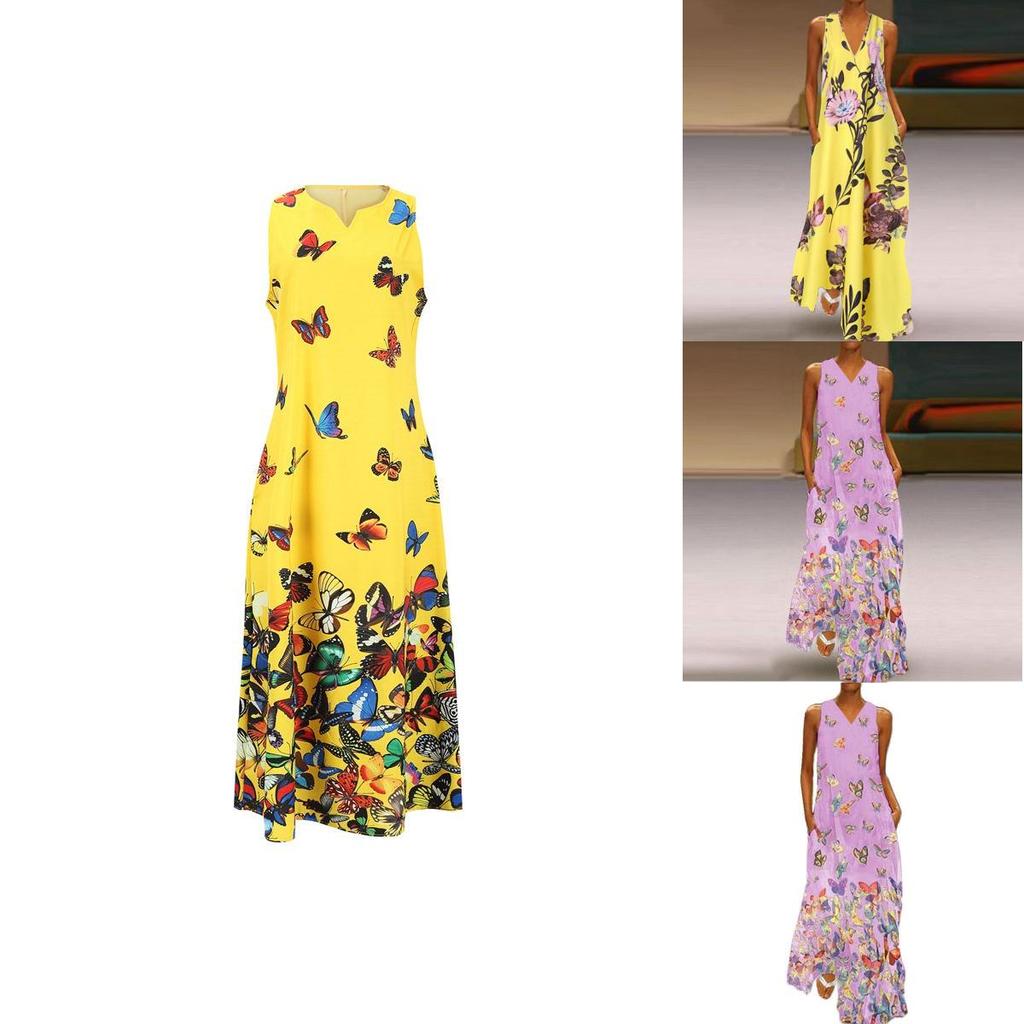 Elegant Women Sleeveless Bohemia Long Maxi Dress For Summer Beach Parties In Plus Sizes