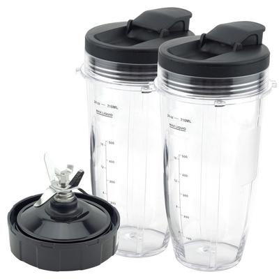 Piese de schimb pentru blender pentru Ninja, 2 pahare de 24 oz cu capace de transport, lamă extractor cu 7 aripioare, pentru Nutri Ninja Auto IQ