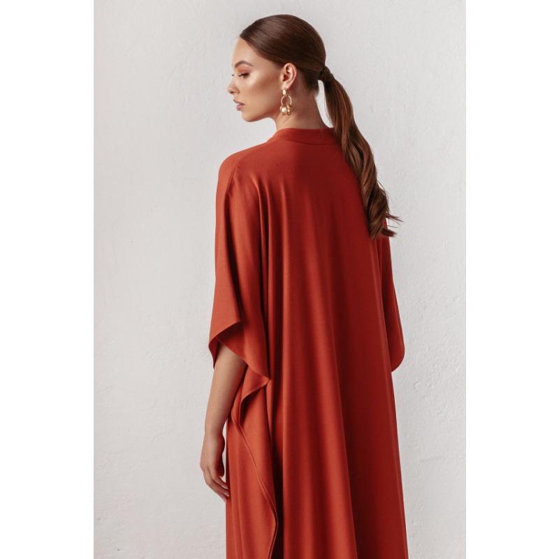 Damenmode Sommer Frühling Einfarbig Druck 1/2 Ärmel V-Ausschnitt Lockere Taille Freizeitkleider