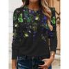 Women's Plus Size Floral Print Long Sleeve T-Shirt with Slight Stretch - Casual and Comfortable