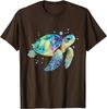 Watercolor Sea Turtle Graphic Tee Breathable Cotton Casual T-Shirt for Men Beach Trip