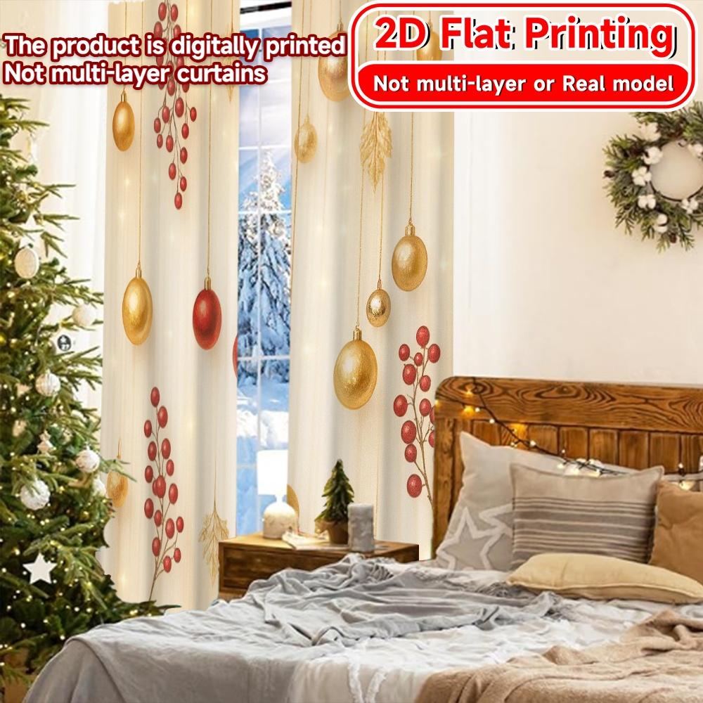 2D Flat Printing  2pcs Festive Elegance(2) Modern Fashionable Curtains Machine Washable Fabric Curtains Decorations For Home