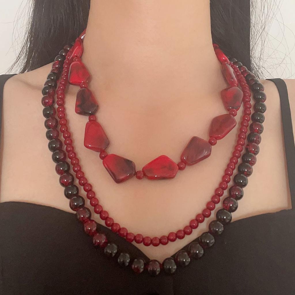 Simple, Retro Fashion, Personality, Niche Design, Plexiglass Beads, Multi-layered Layering, Trendy Necklaces
