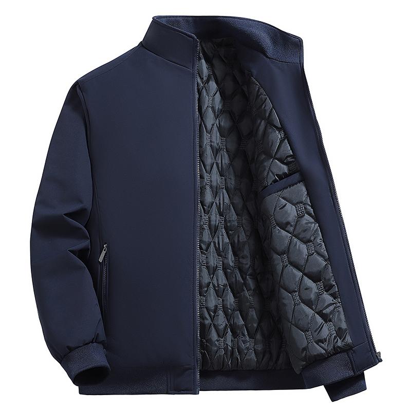New middle-aged and elderly jacket men's jacket with cotton thickened thermal stand-up collar top dad large size casual cotton-padded clothes