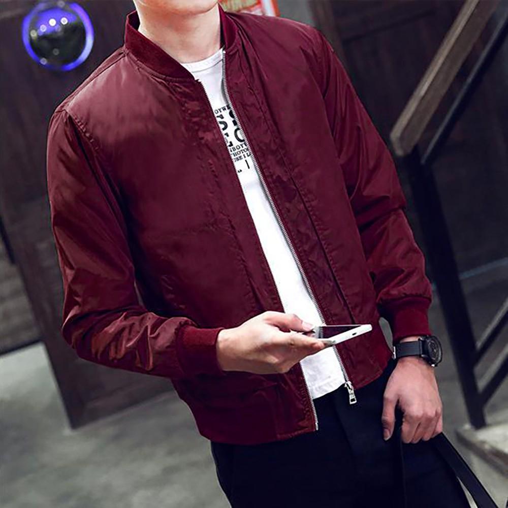 Men Winter Warm Jacket Overcoat Outwear Slim Long Sleeve Zipper Tops Blouse