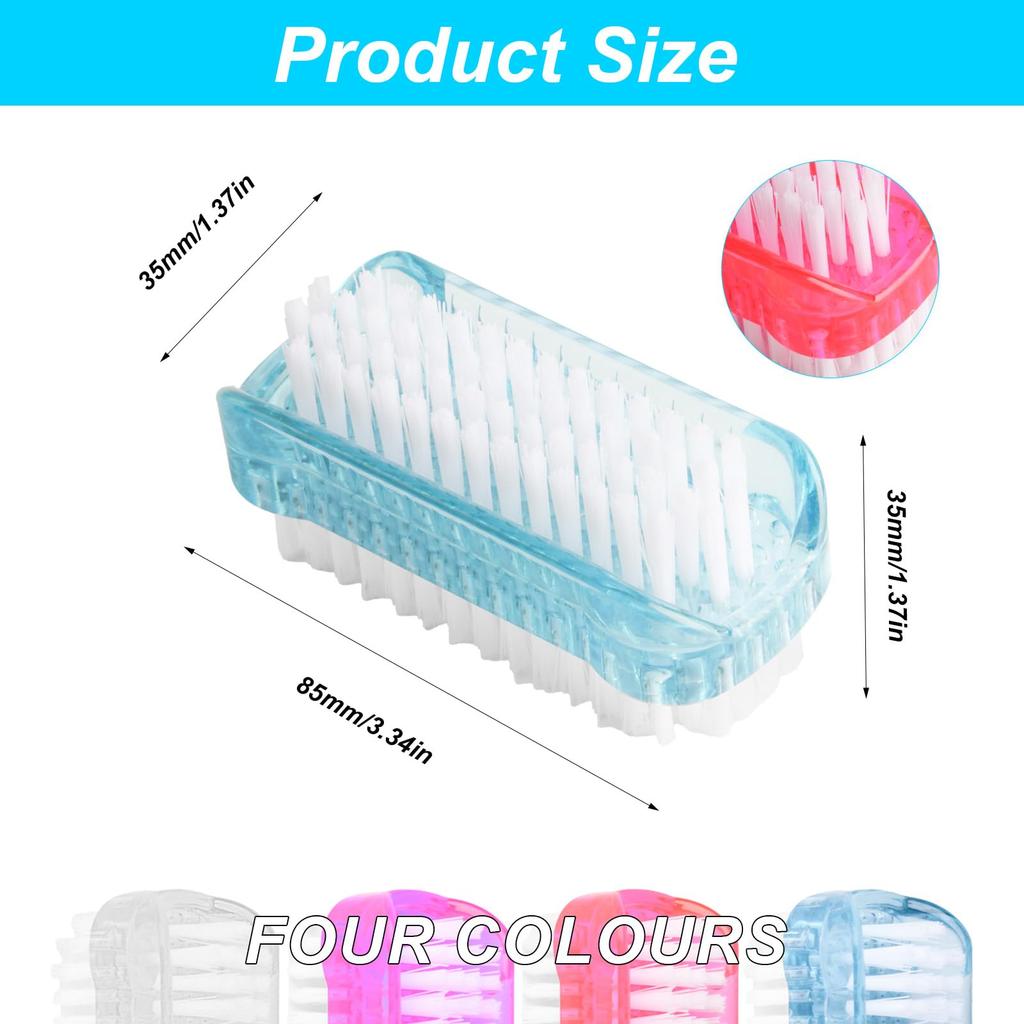 4pk Double-Sided Nail Brushes - Hand & Nail Cleaning Scrubbers (4 Colors)