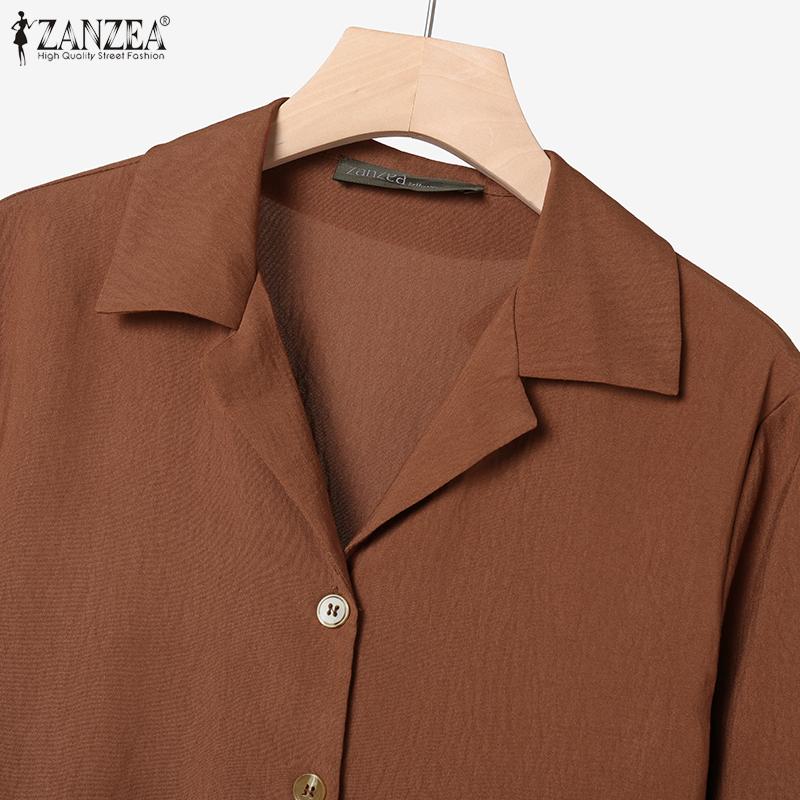 ZANZEA Womens Long Sleeve Blouse and Wide Leg Pants Casual Two Piece Suit Sets