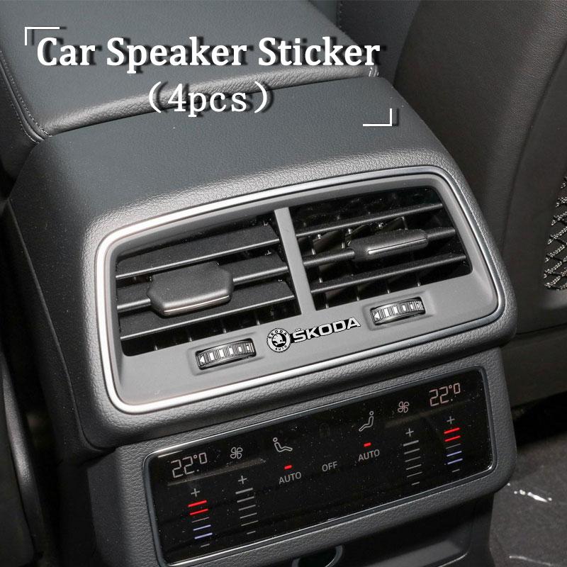 2/4Pcs 3D Aluminum Car Audio Speaker Decorate Badge Sticker For Skoda Octavia Fabia A7 Kamiq Kapoq Kodiaq Rapid SCALA Superb Yeti Derivati